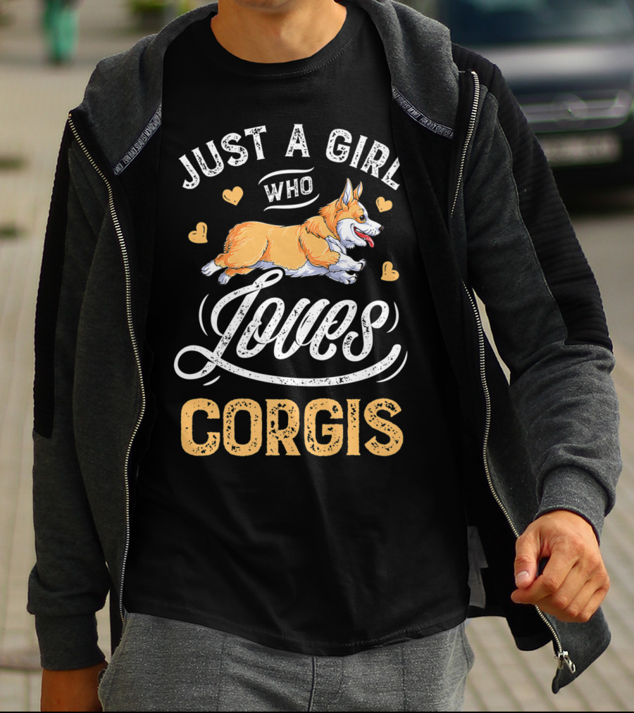 Just A Girl Who Loves Corgis Corgi Loves Hearts T-Shirt