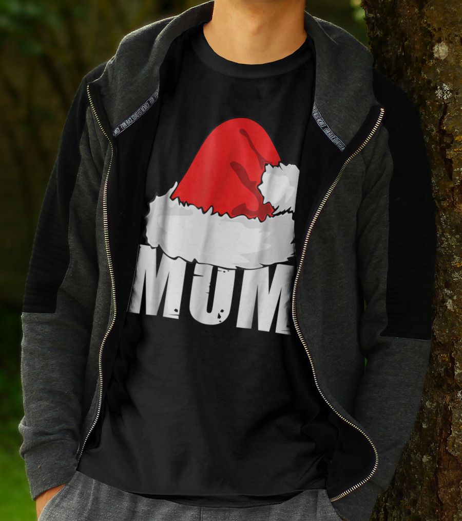 Mum Christmas Santa Hat Family Matching T-Shirt