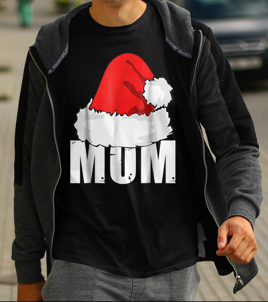 Mum Christmas Santa Hat Family Matching T-Shirt