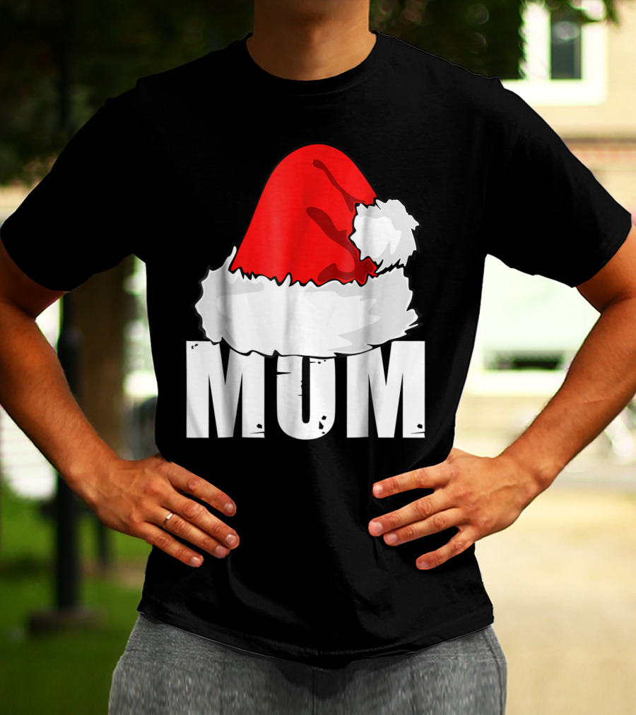 Mum Christmas Santa Hat Family Matching T-Shirt