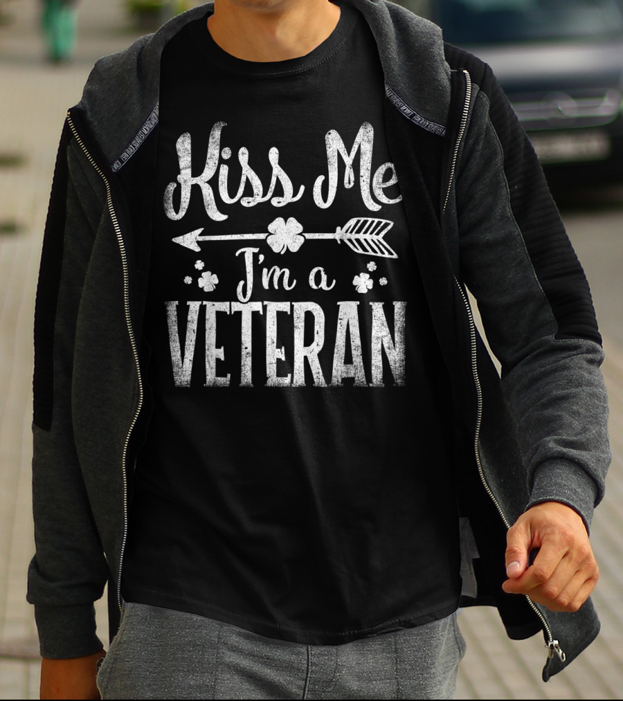 Kiss Me I'm A Veteran Arrow Shamrocks T-Shirt