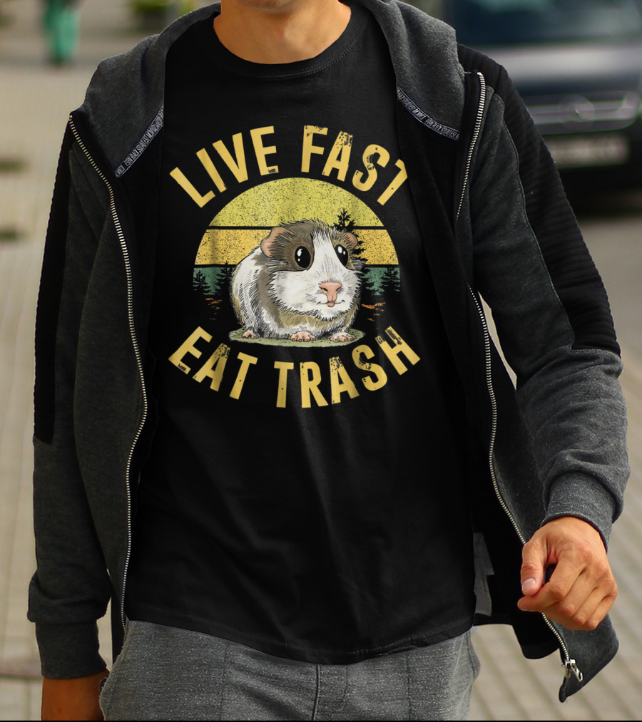 Live Fast Eat Trash Funny Guinea Pig T-Shirt