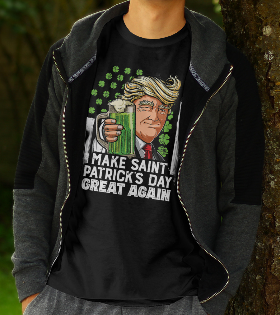 Make Saint Patrick's Day Great Again Beer Clover Man T-Shirt