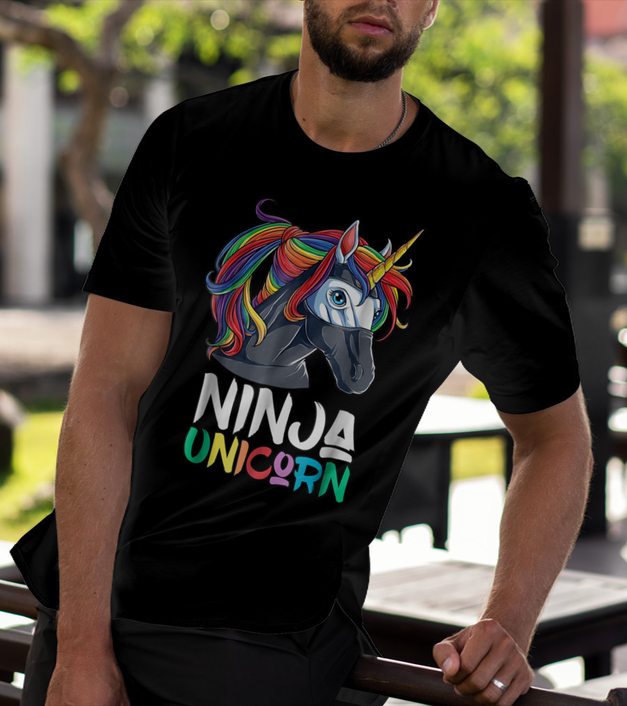 Ninja Unicorn Rainbow Girls Martial Arts T-Shirt
