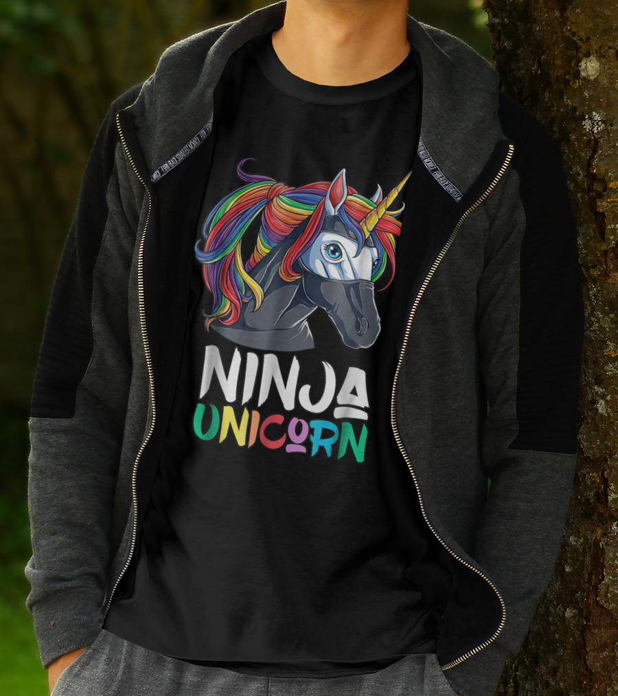 Ninja Unicorn Rainbow Girls Martial Arts T-Shirt