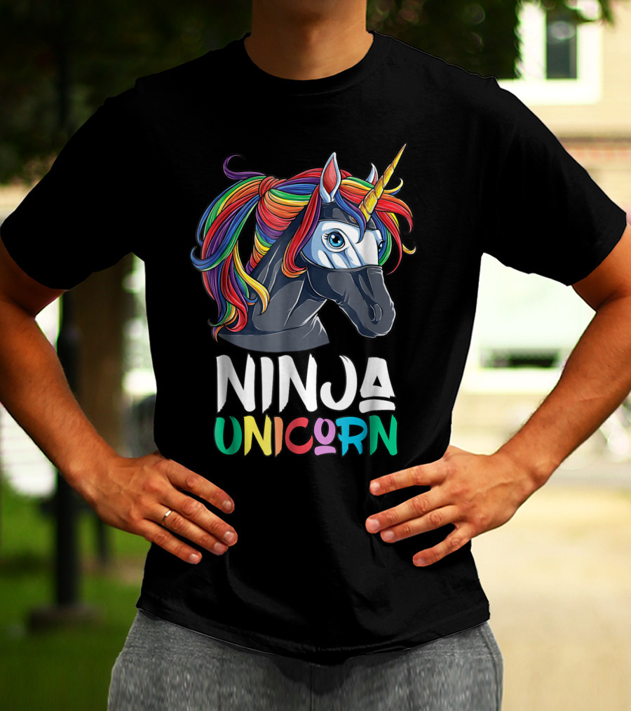 Ninja Unicorn Rainbow Girls Martial Arts T-Shirt