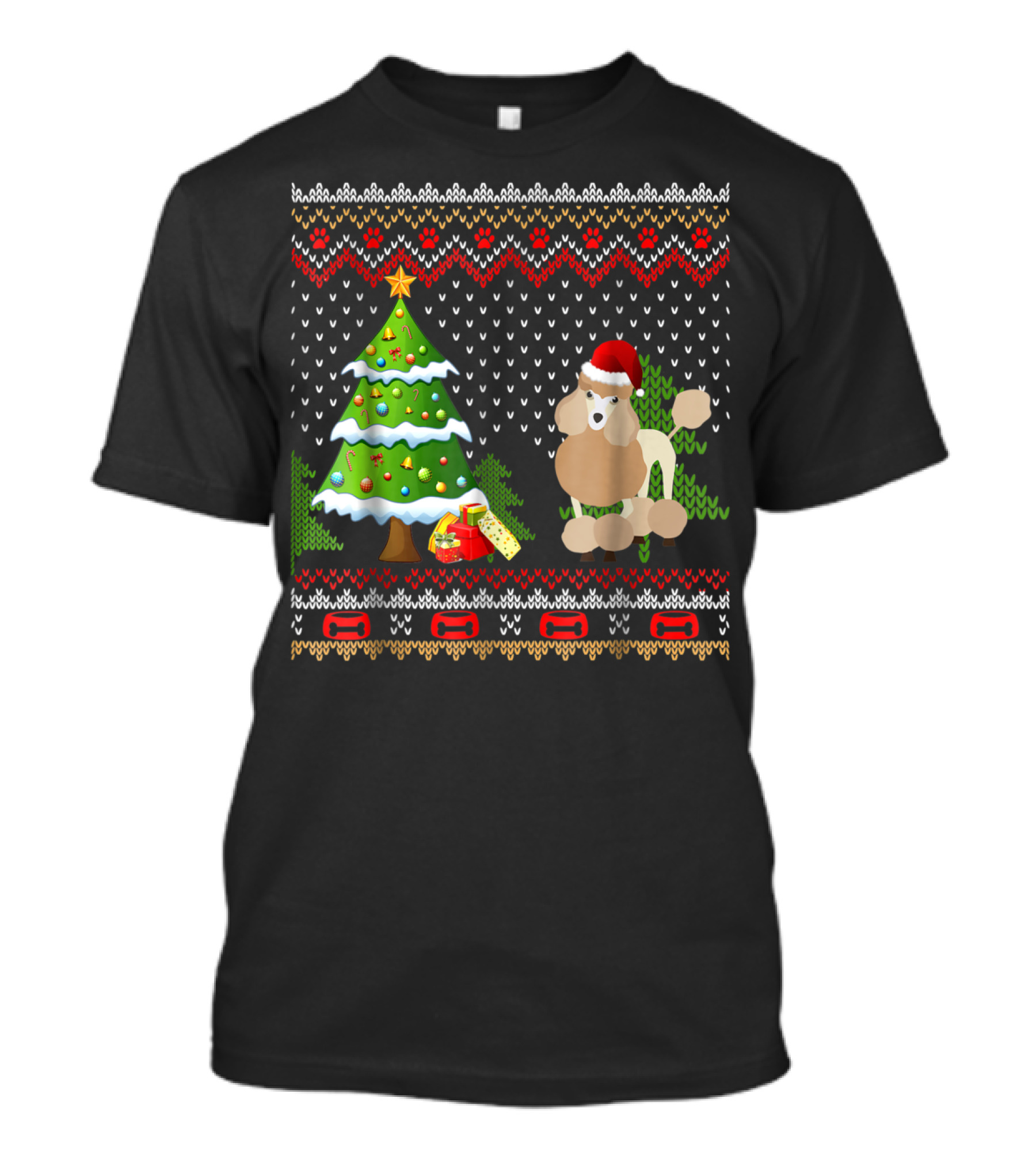 Poodles Santa Christmas Ugly Dog Holiday T-Shirt