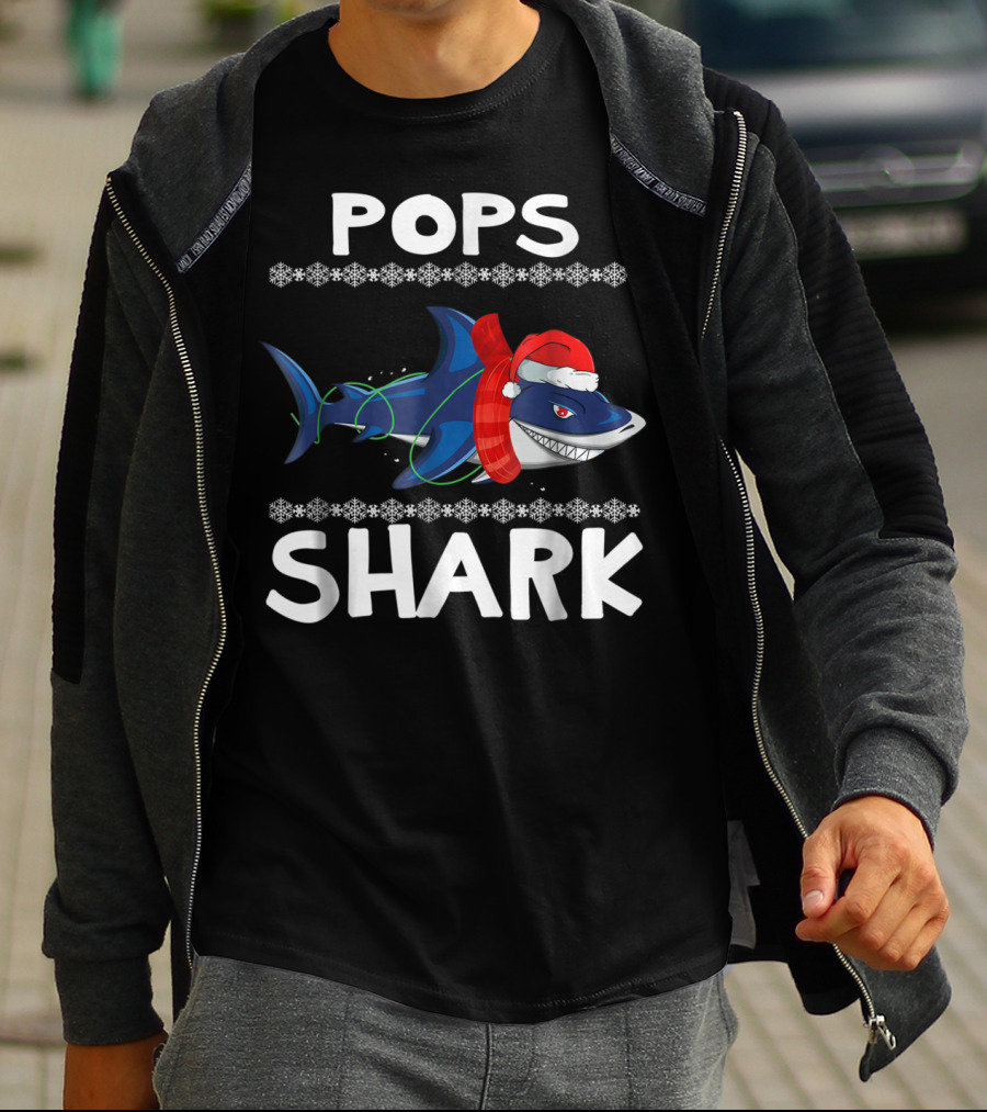 Pops Shark Christmas Family Sweater Holiday T-Shirt