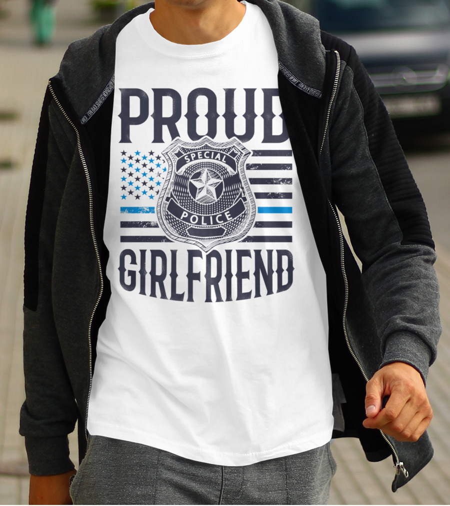 Proud Girlfriend Special Police Badge Blue Line T-Shirt
