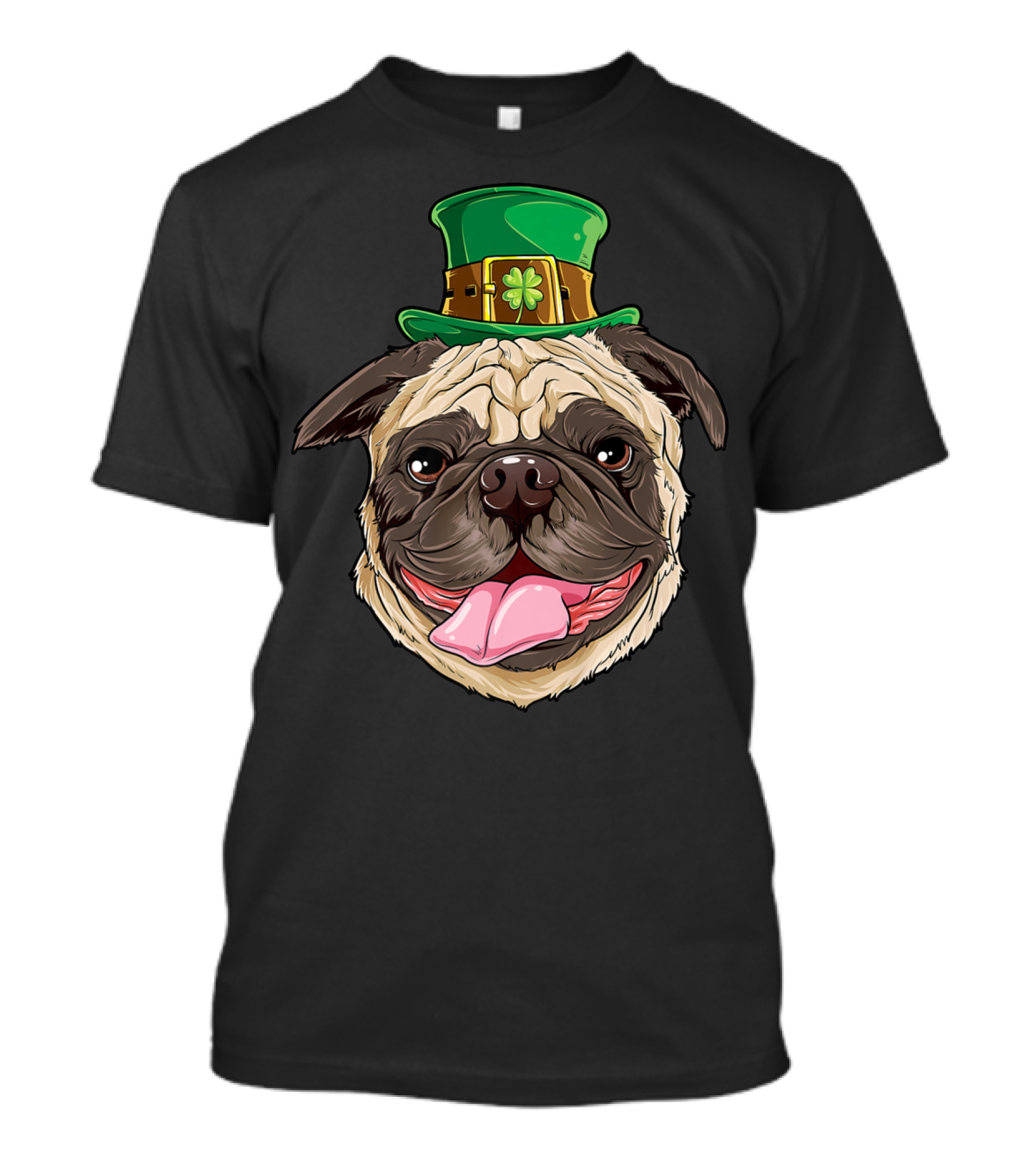 Pug Leprechaun St Patricks Day Funny Dog Wearing Green Hat T-Shirt