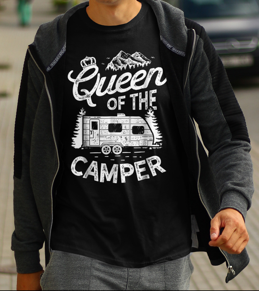Queen Of The Camper Outdoor Camping Camper Mountain Adventure T-Shirt