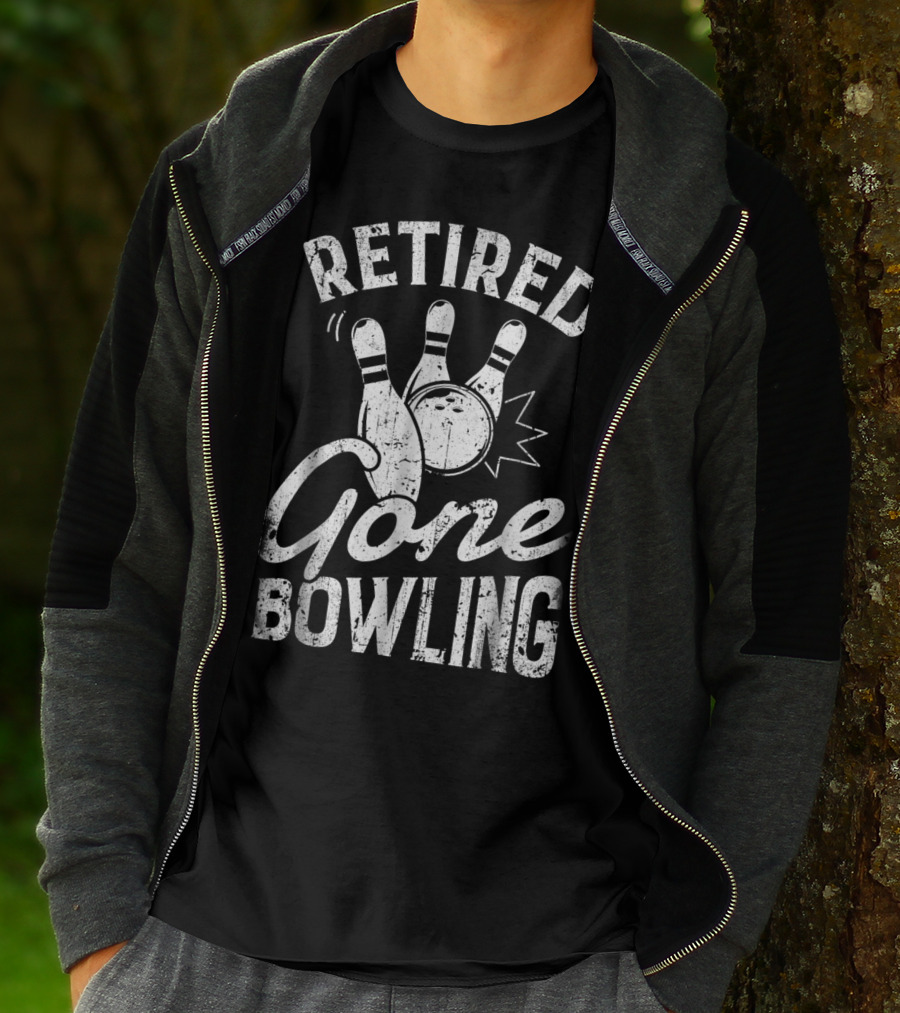 Retired Gone Bowling Bowler Pin Trio T-Shirt