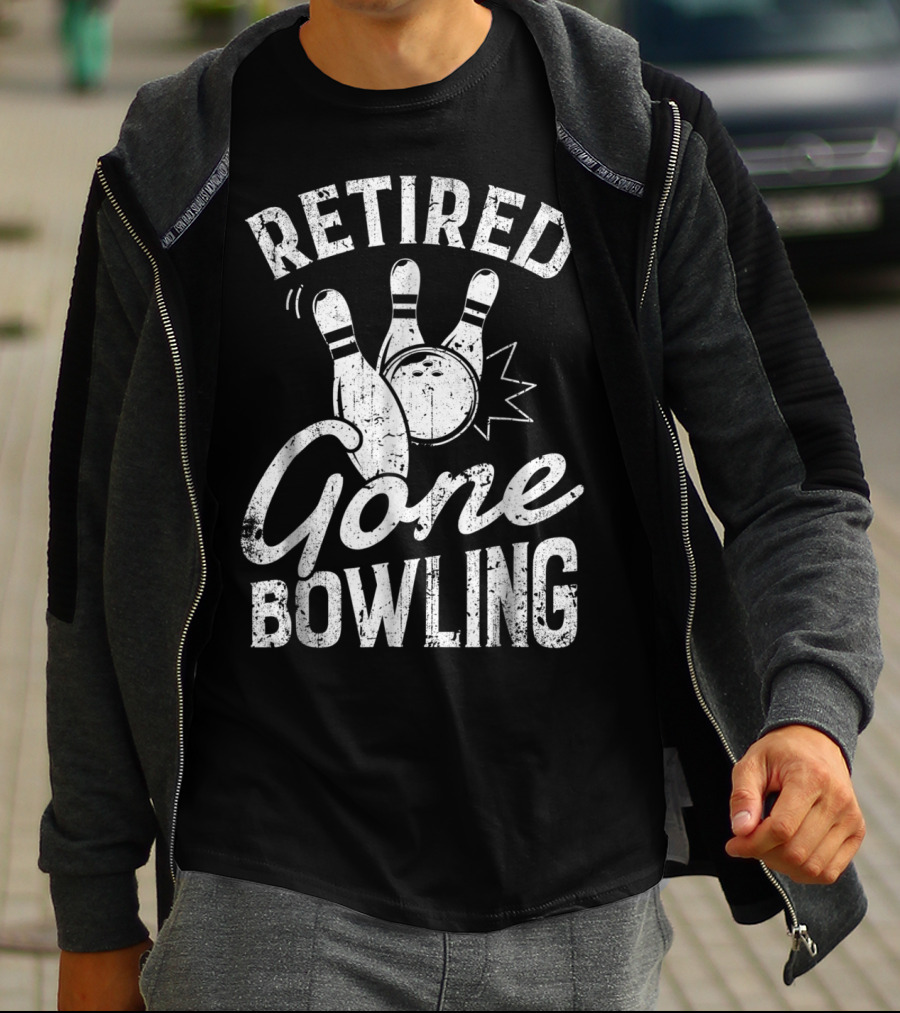 Retired Gone Bowling Bowler Pin Trio T-Shirt