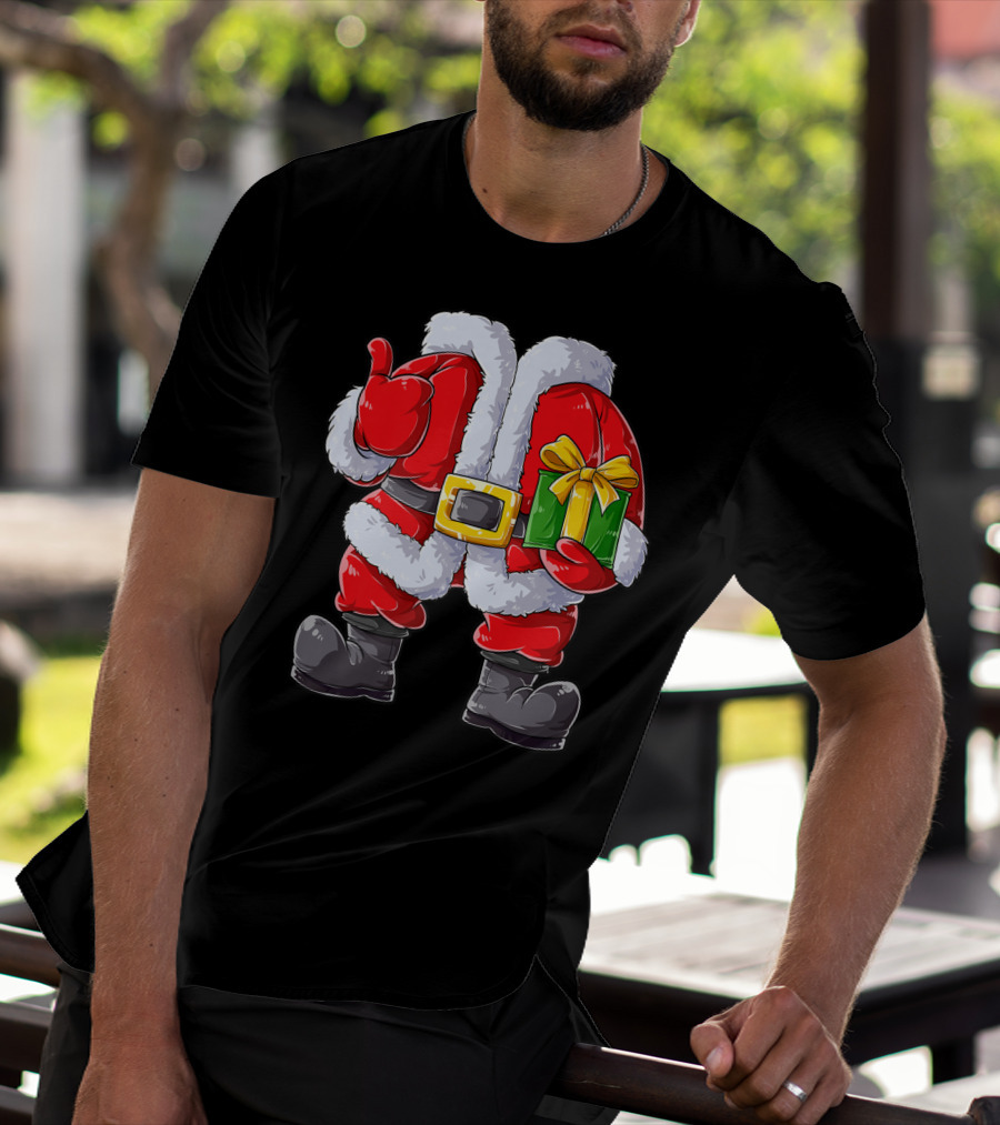 Santa Claus Costume With Gift Holiday Boys Christmas T-Shirt