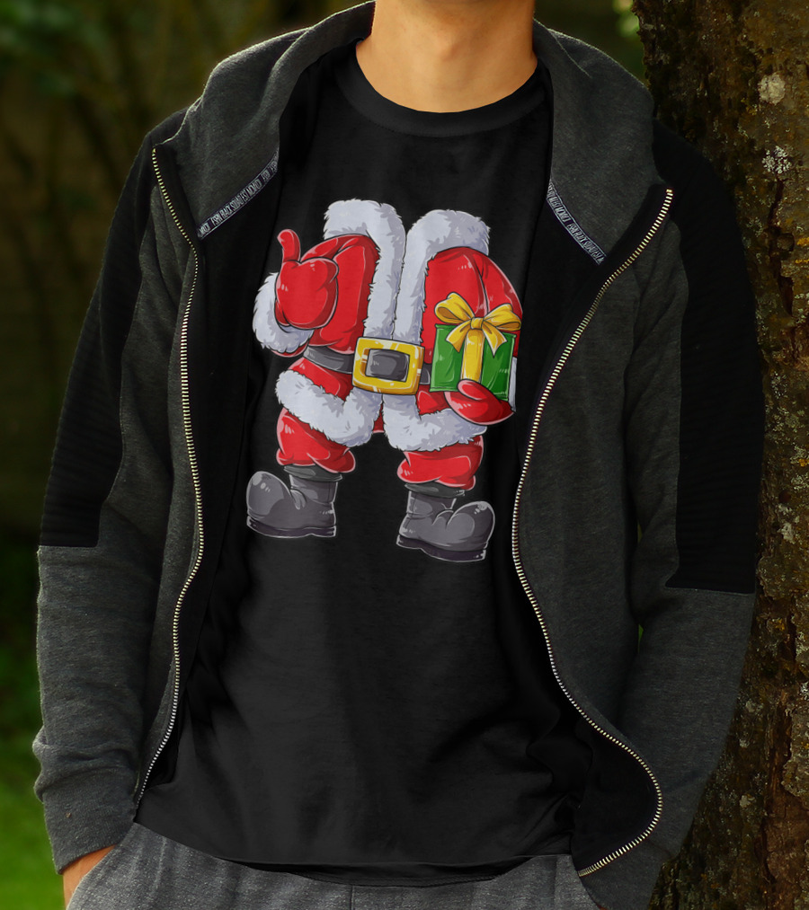 Santa Claus Costume With Gift Holiday Boys Christmas T-Shirt