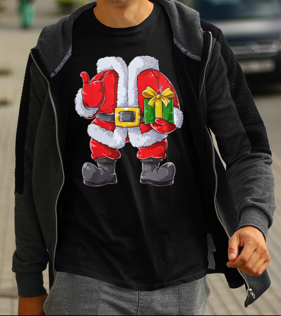 Santa Claus Costume With Gift Holiday Boys Christmas T-Shirt