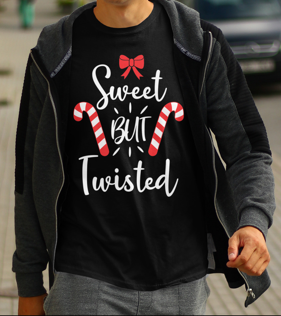 Sweet But Twisted Christmas Candy Cane Bow T-Shirt