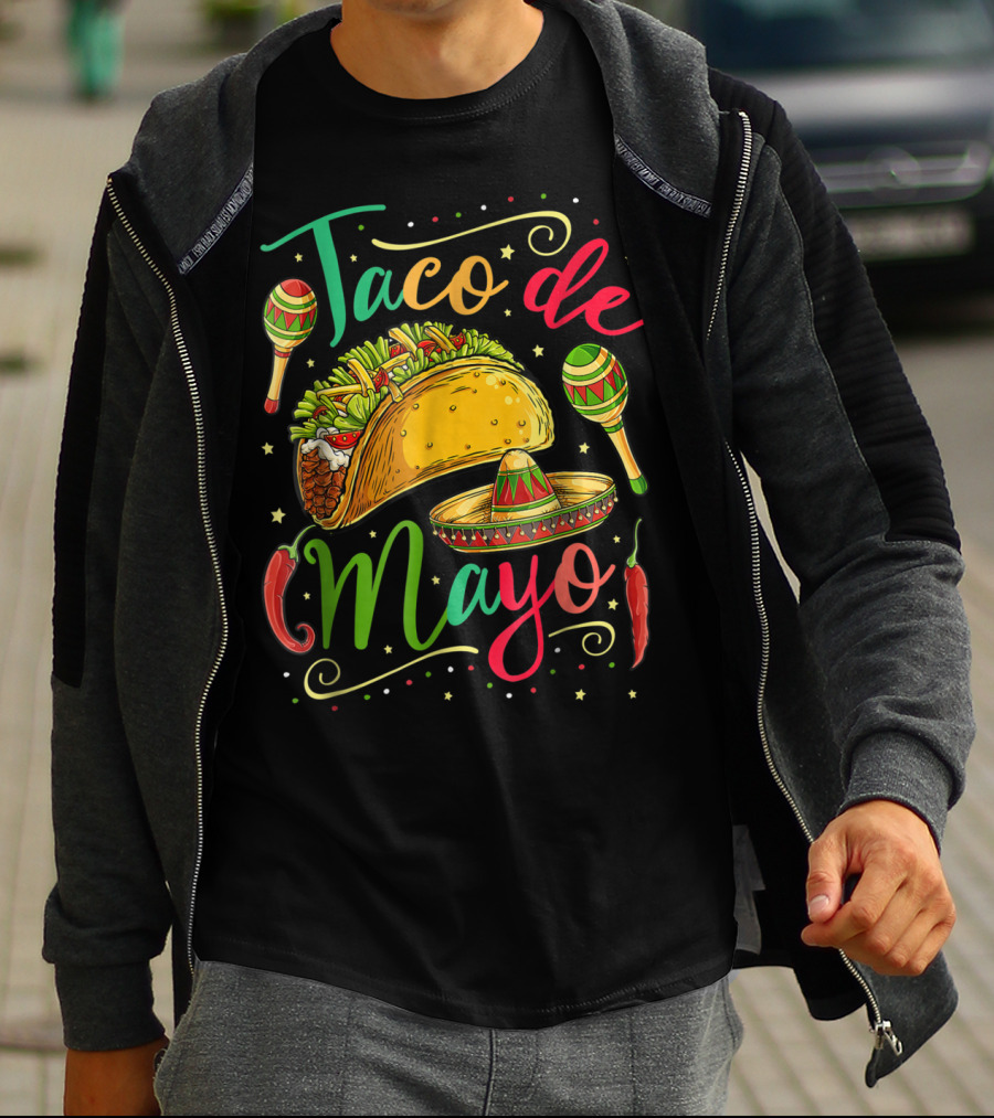 Taco De Mayo Cinco De Mayo Festive Maracas Sombrero Peppers T-Shirt