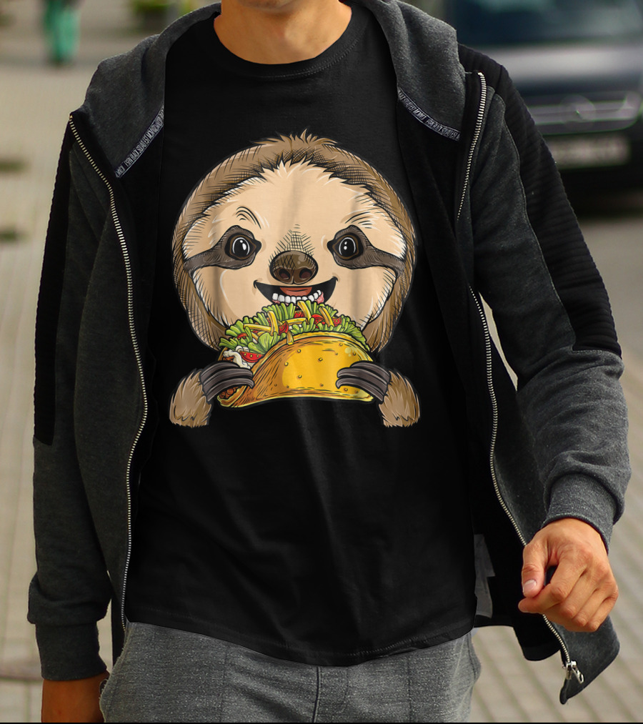 Sloth Enjoying A Taco Animal Tacos Lover T-Shirt