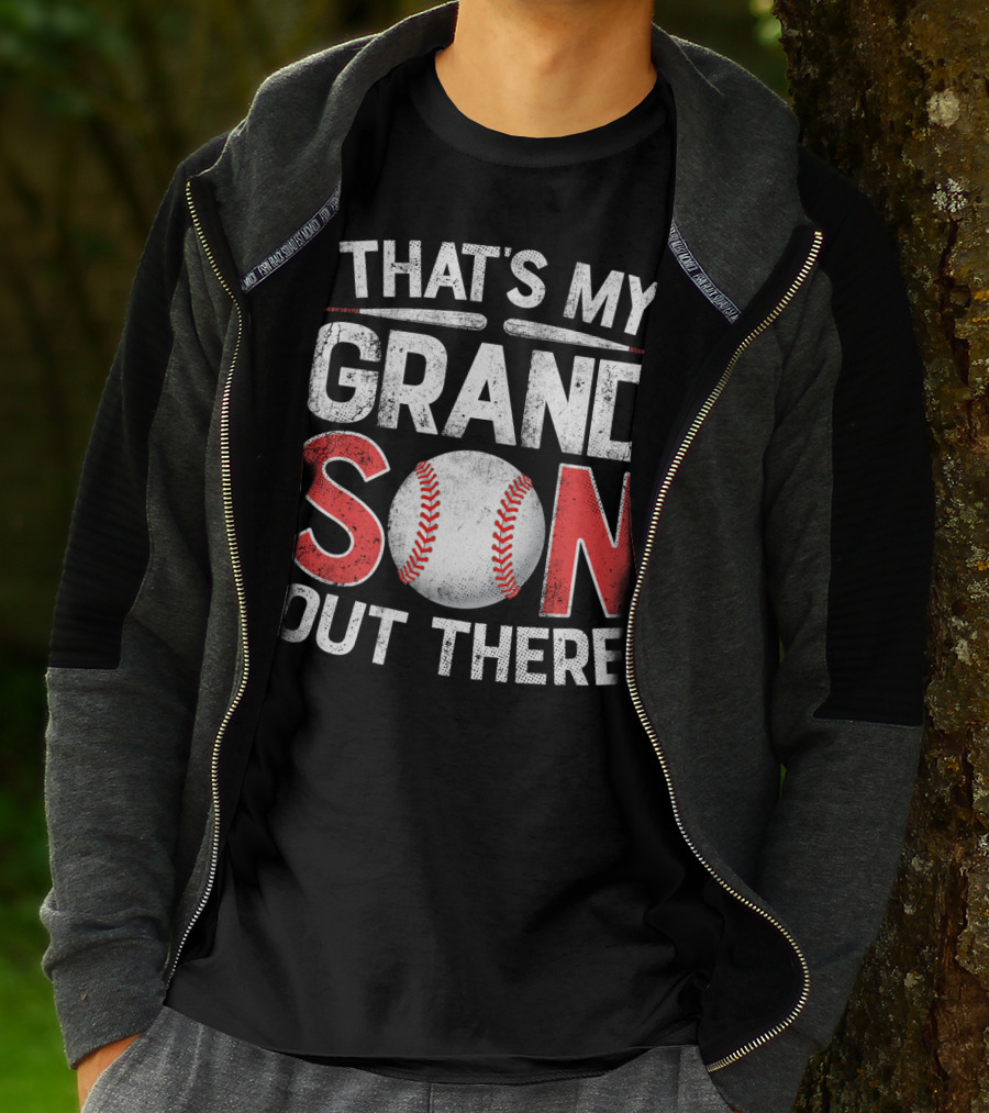 That's My Grandson Baseball Out There With Bat And Ball T-Shirt