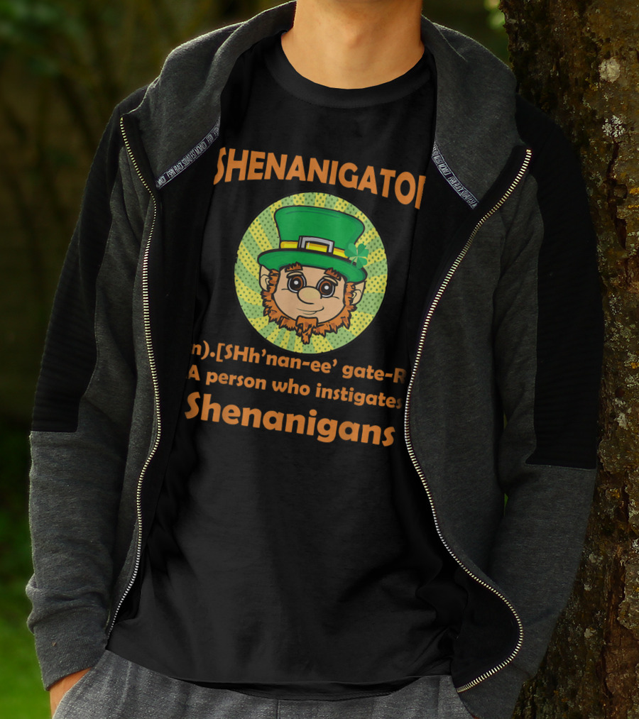 Shenanigator Definition St Patrick's Day Leprechaun Instigates Shenanigans T-Shirt