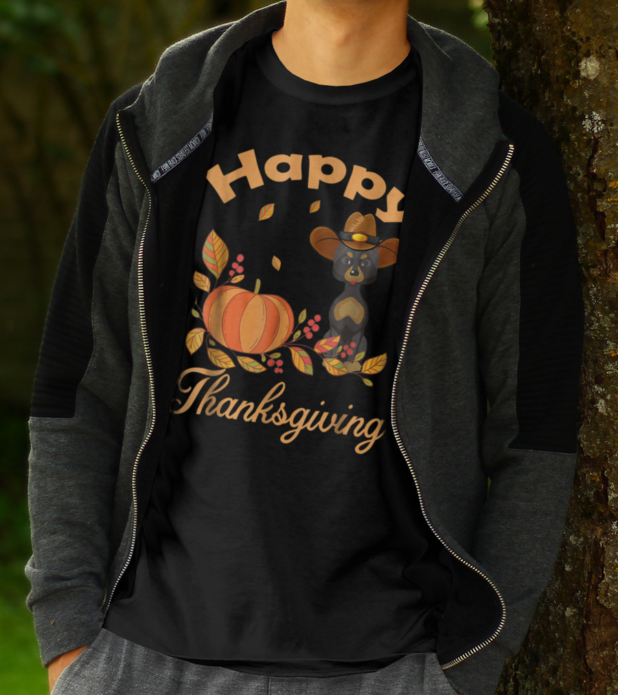 Happy Thanksgiving Great Danes Pilgrim Pumpkin Leaves T-Shirt