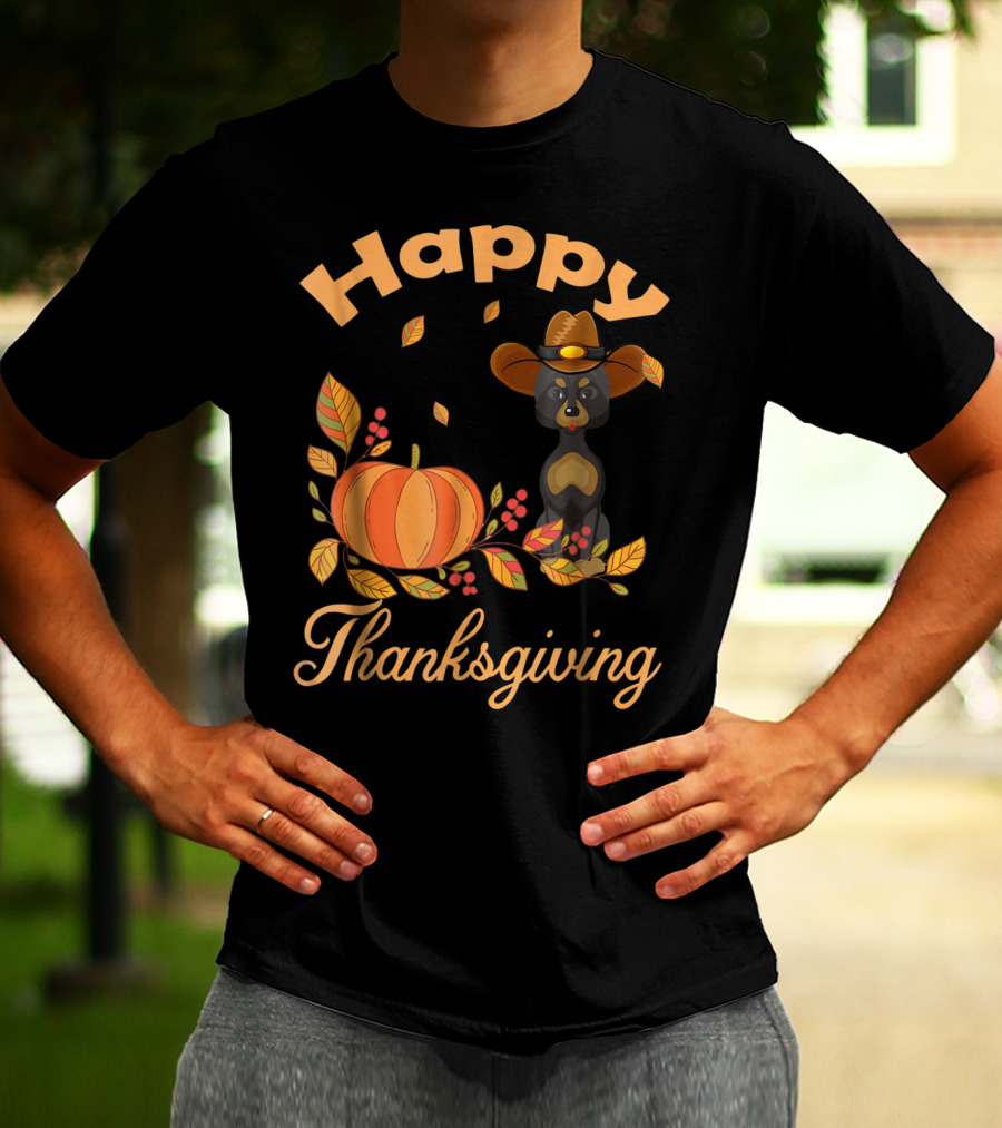 Happy Thanksgiving Great Danes Pilgrim Pumpkin Leaves T-Shirt