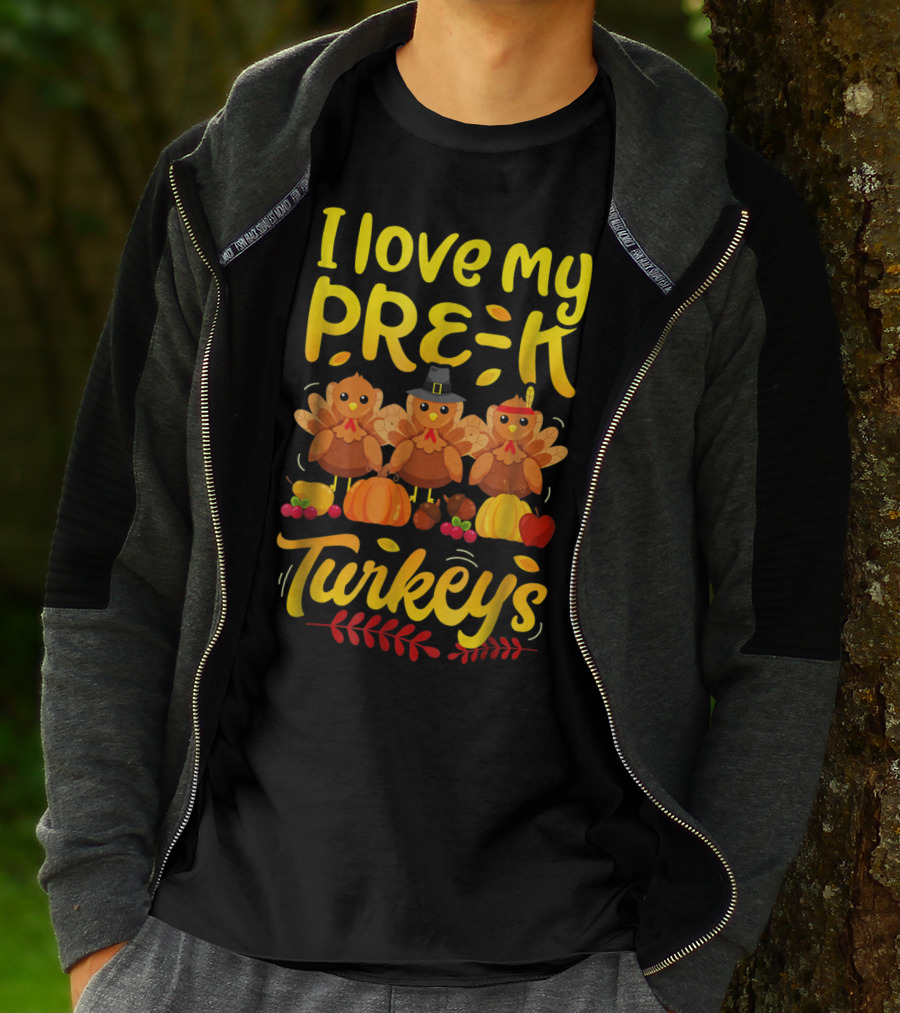 I Love My Pre-K Turkeys Thanksgiving Women T-Shirt