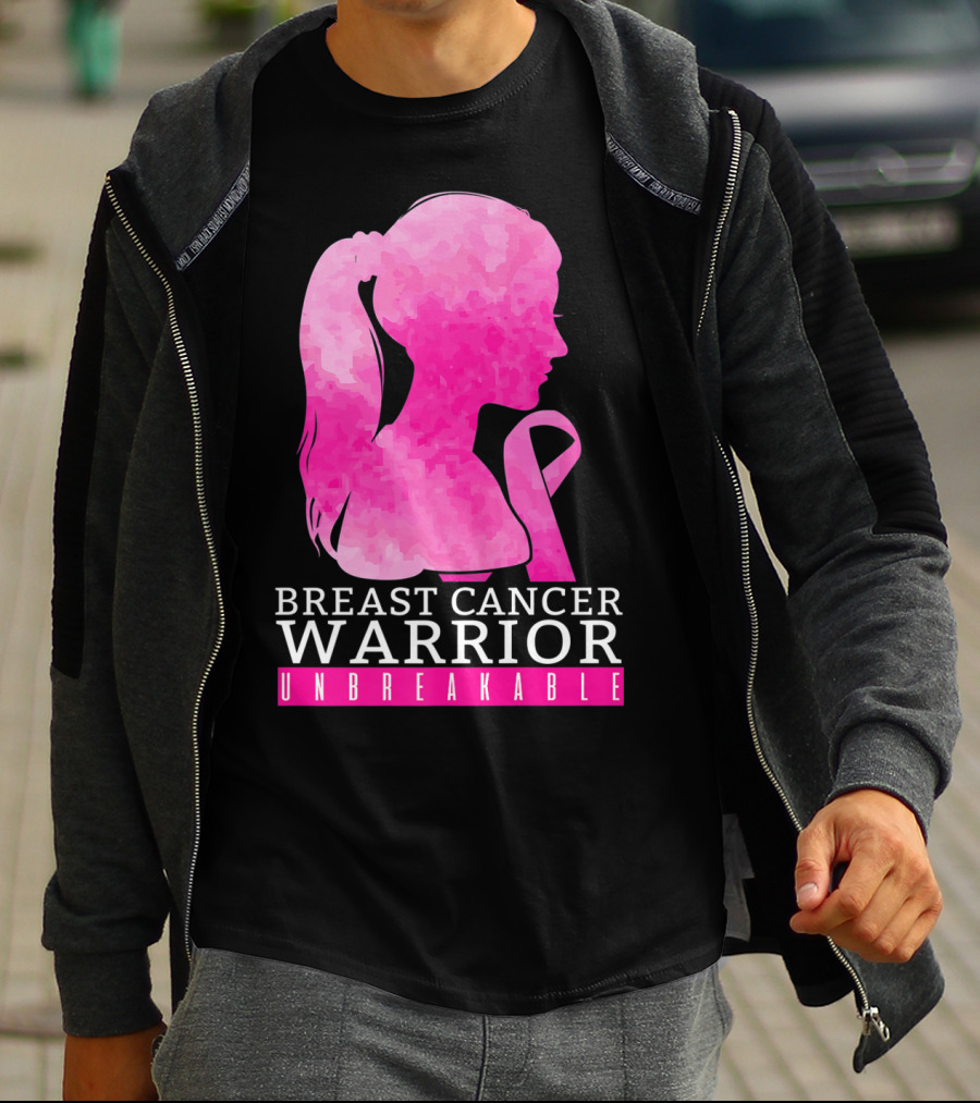 Breast Cancer Warrior Unbreakable Pink Ribbon T-Shirt