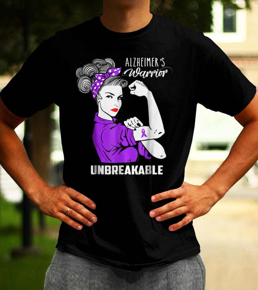 Alzheimer's Warrior Unbreakable Ribbon Retro Rosie T-Shirt