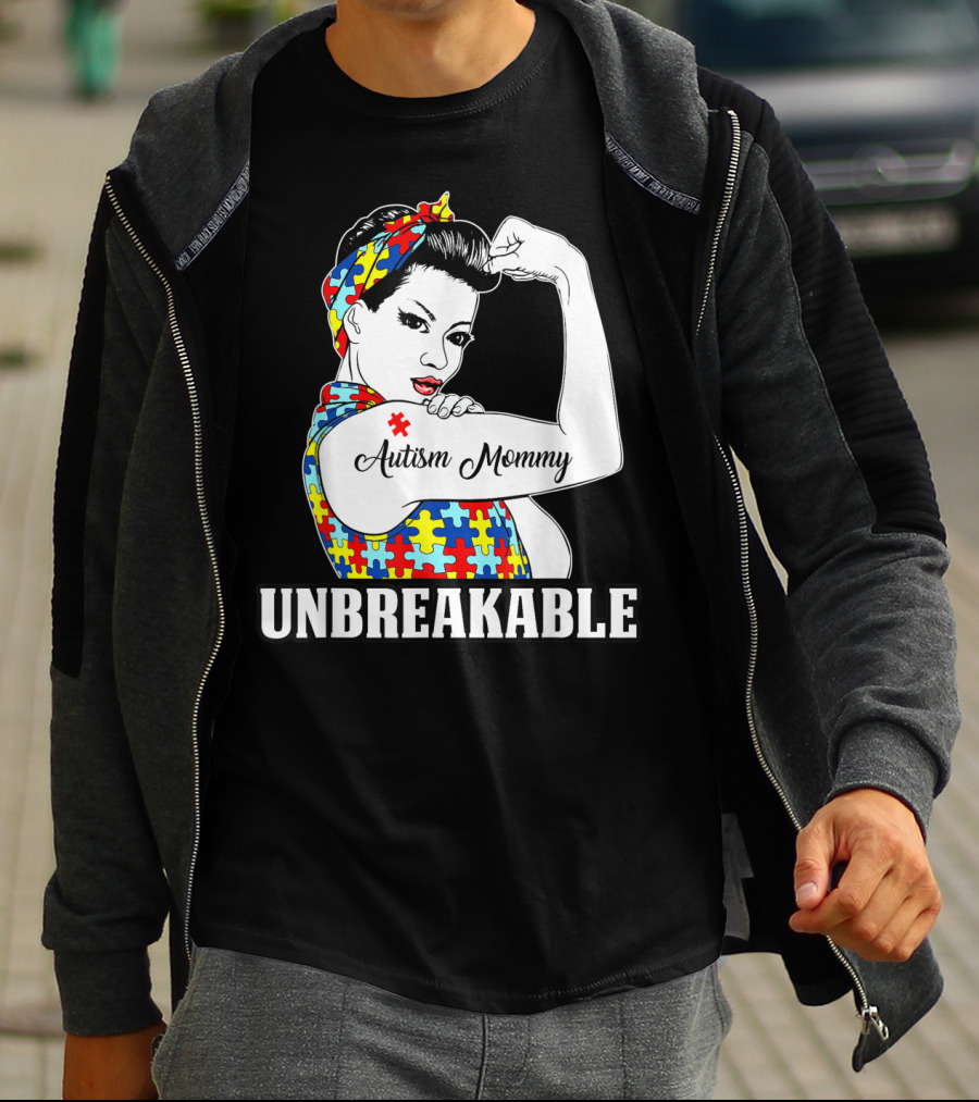 Autism Mommy Unbreakable Women Autism Awareness T-Shirt