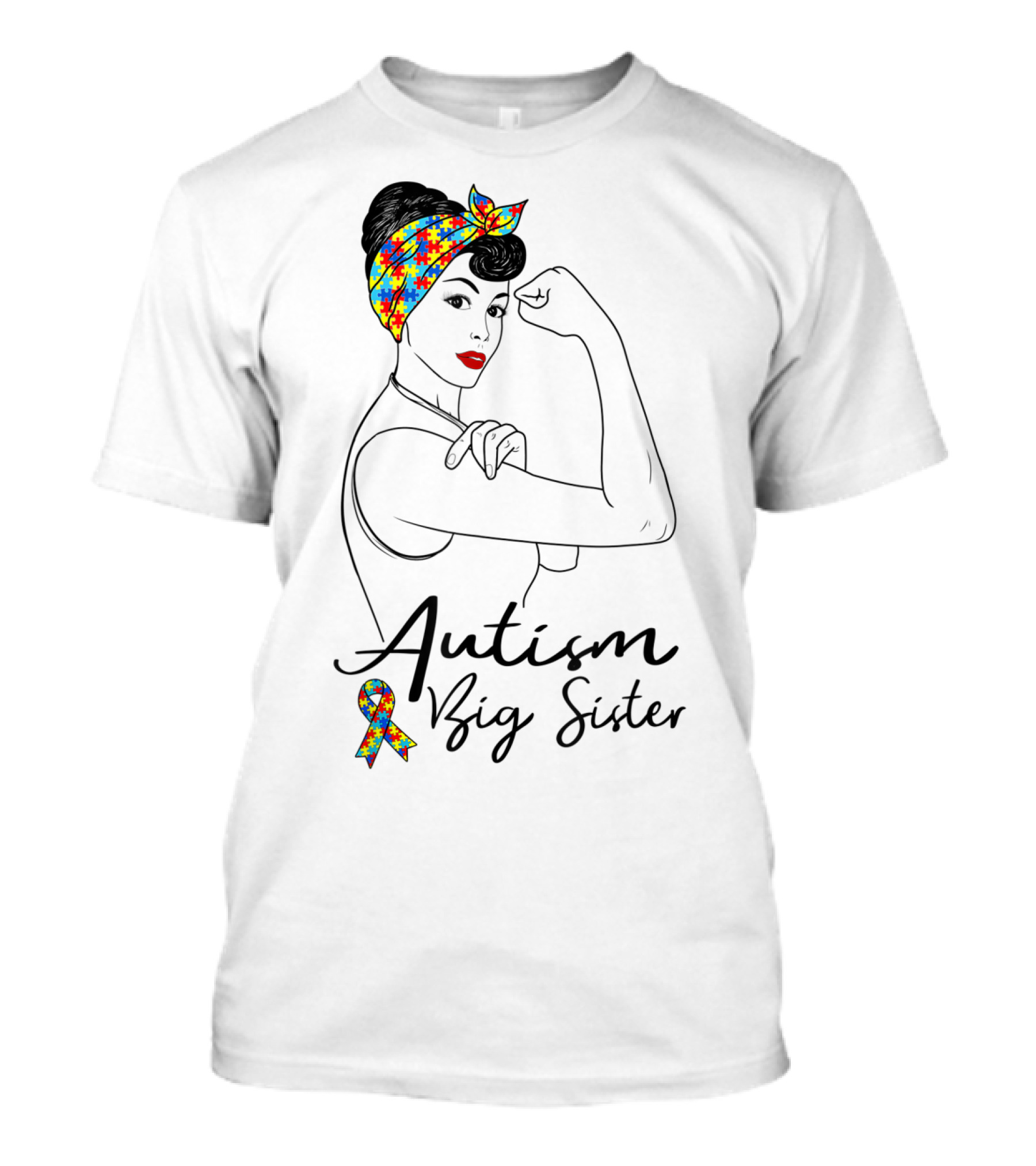Autism Big Sister Unbreakable Rosie The Riveter Puzzle T-Shirt