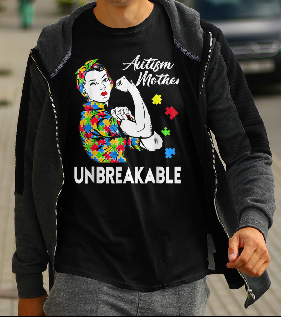 Autism Mother Unbreakable Puzzle Piece Awareness T-Shirt