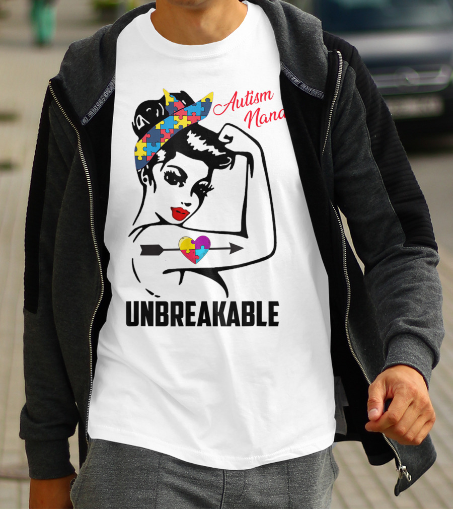 Autism Nana Unbreakable Puzzle Heart Bandana T-Shirt