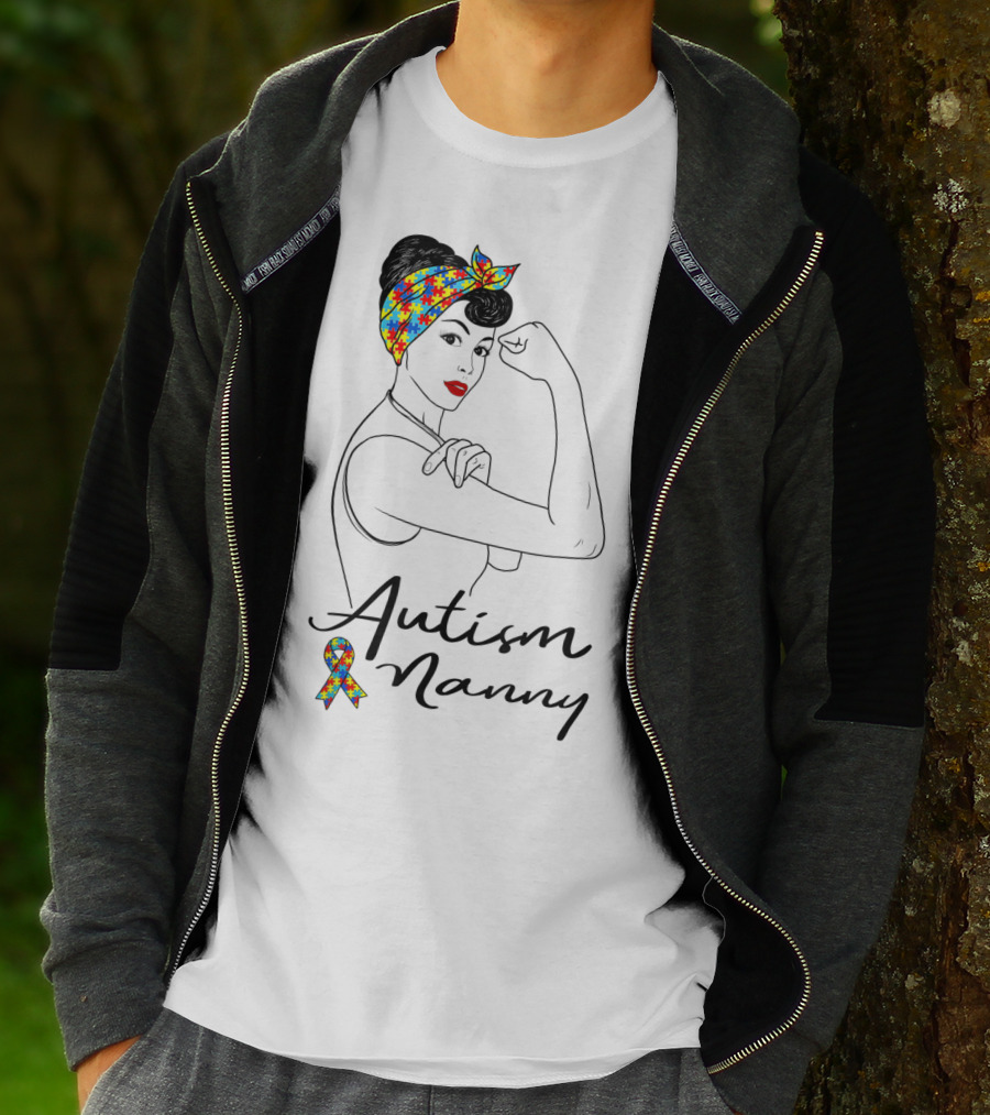 Autism Nanny Unbreakable Rosie Autism Awareness Puzzle T-Shirt
