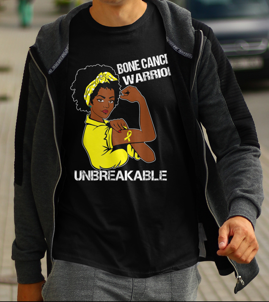 Bone Cancer Warrior Yellow Ribbon Unbreakable T-Shirt