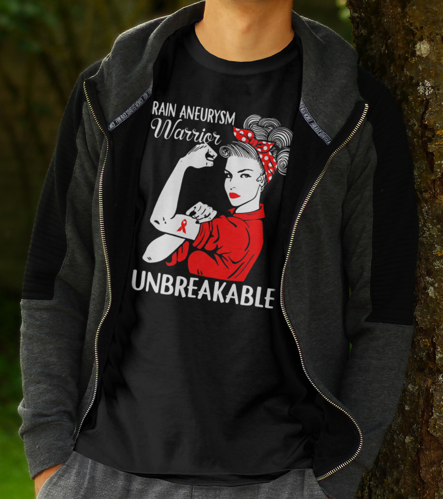 Brain Aneurysm Warrior Unbreakable Rosie The Riveter T-Shirt