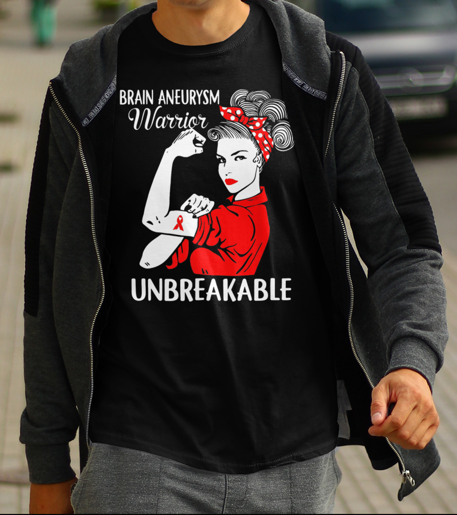 Brain Aneurysm Warrior Unbreakable Rosie The Riveter T-Shirt