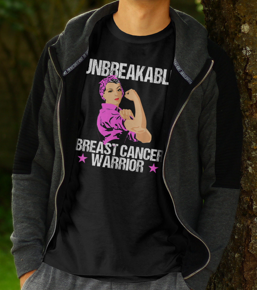 Unbreakable Breast Cancer Warrior Pink Awareness T-Shirt