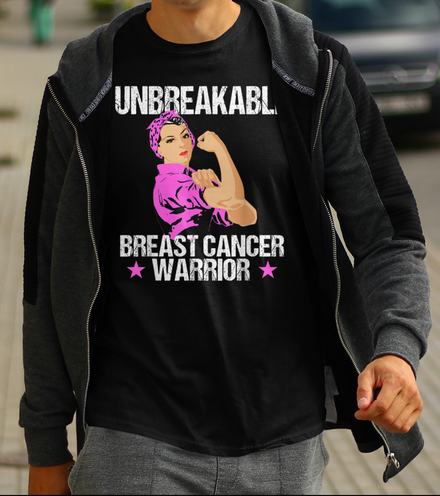 Unbreakable Breast Cancer Warrior Pink Awareness T-Shirt