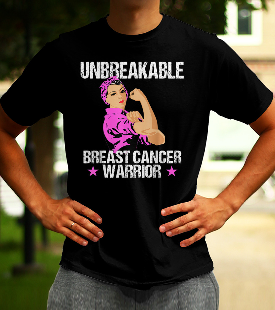 Unbreakable Breast Cancer Warrior Pink Awareness T-Shirt