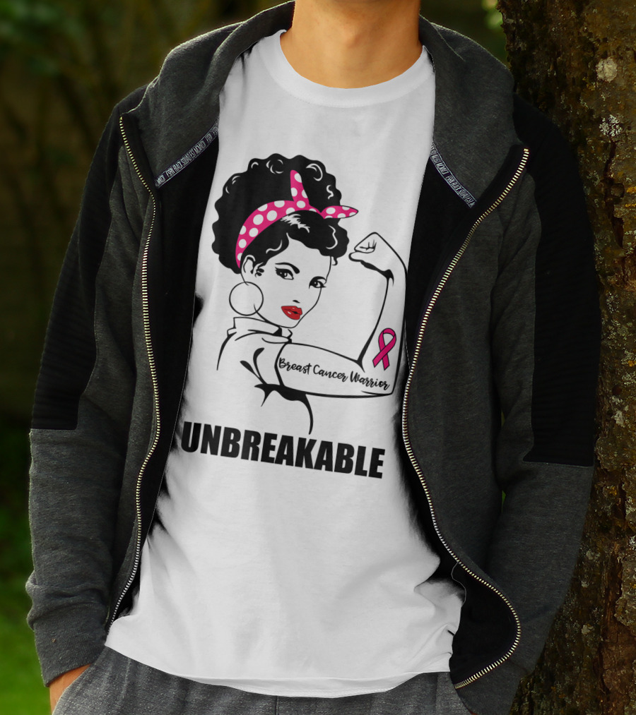 Breast Cancer Warrior Unbreakable Pink Ribbon Strength T-Shirt