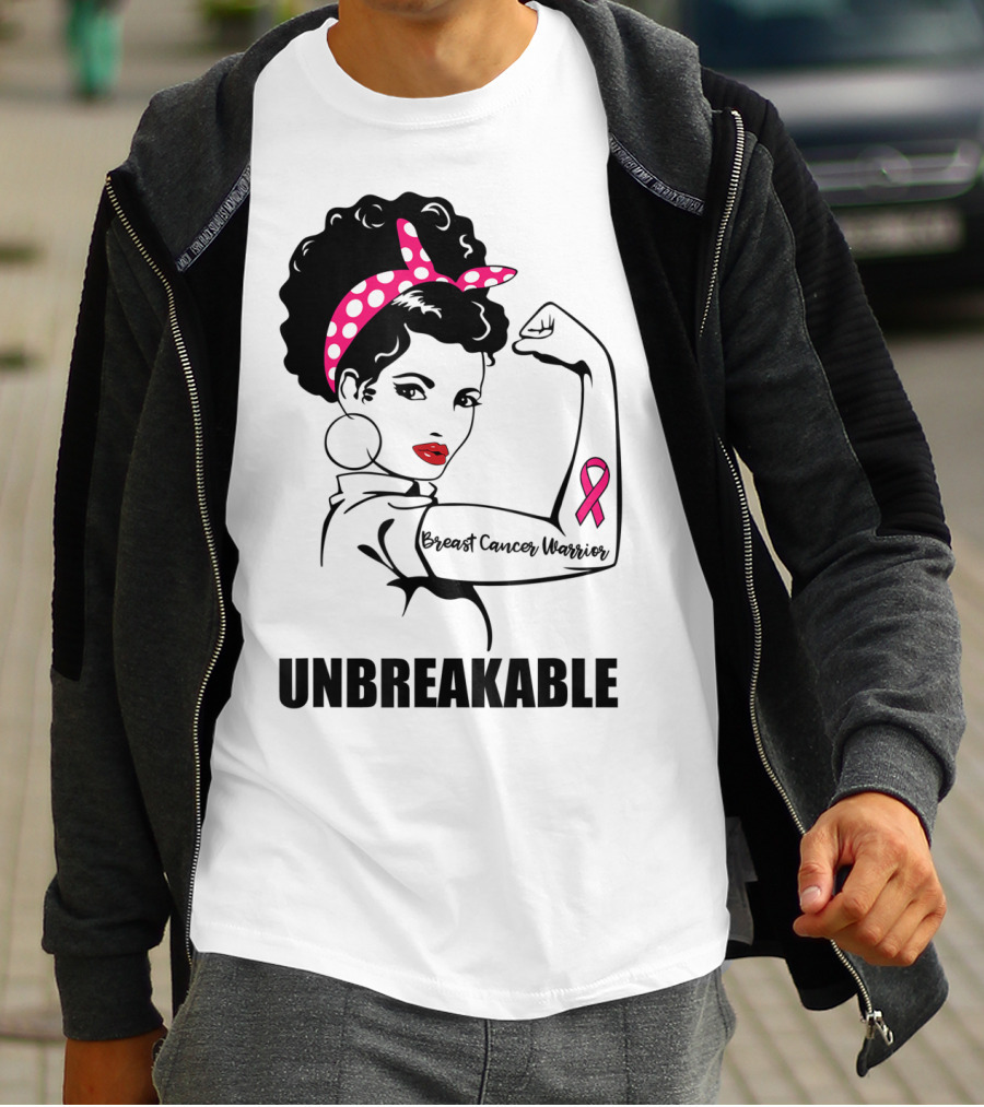 Breast Cancer Warrior Unbreakable Pink Ribbon Strength T-Shirt