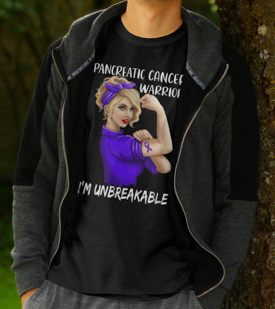 Pancreatic Cancer Warrior I'm Unbreakable T-Shirt