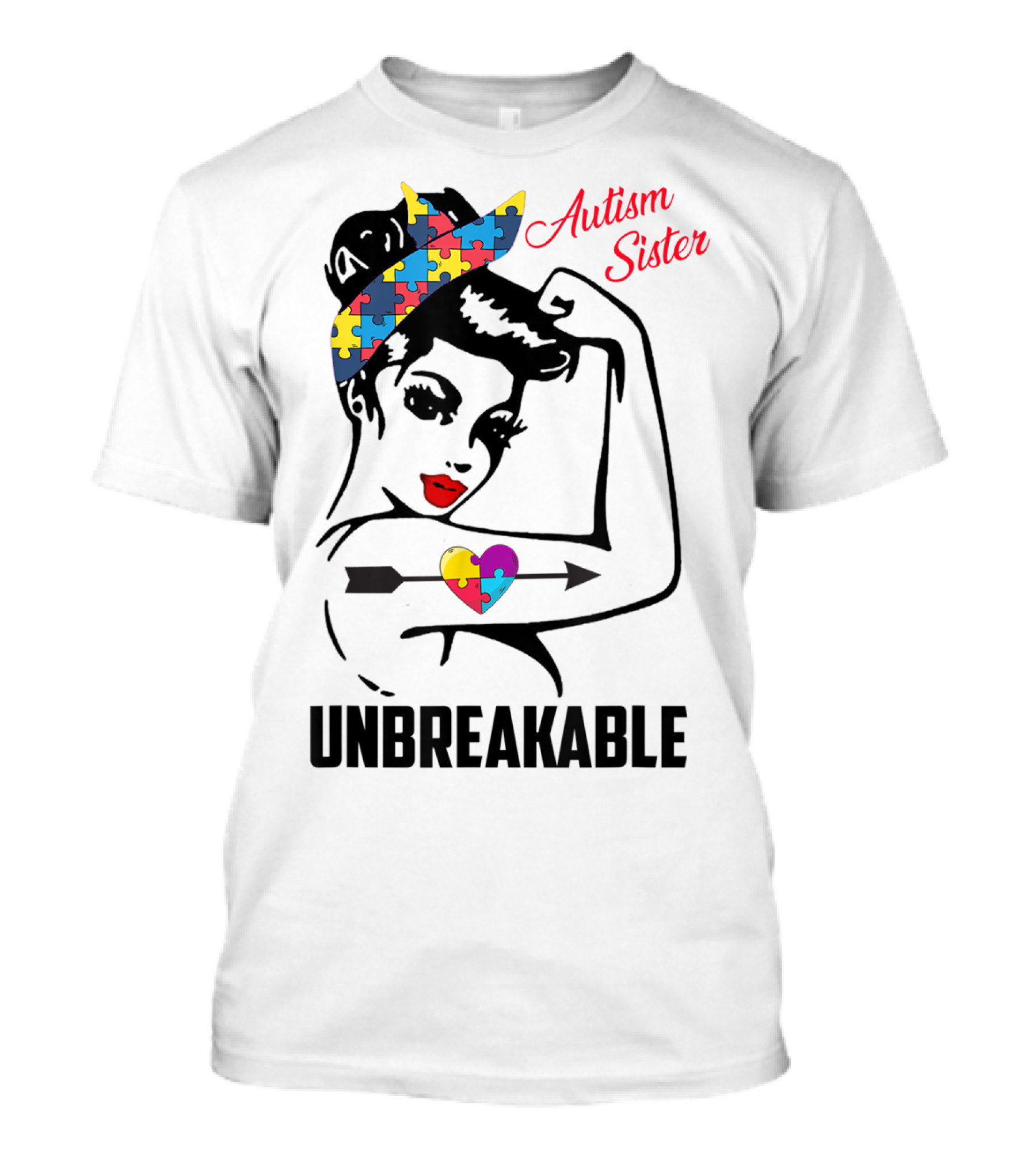 Autism Sister Unbreakable Heart Puzzle Support T-Shirt