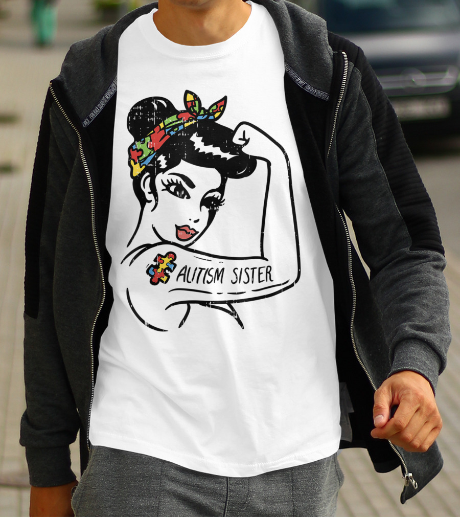 Autism Sister Unbreakable Awareness With Puzzle T-Shirt