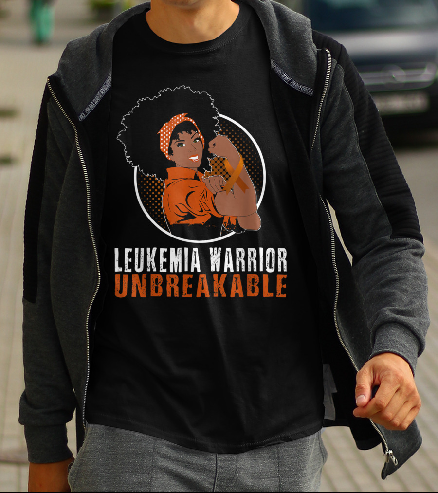Leukemia Warrior Unbreakable Black Girl Heroic Strength T-Shirt