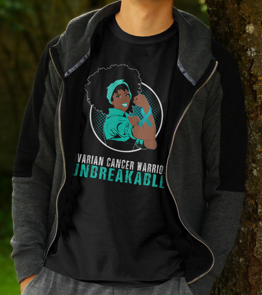 Ovarian Cancer Warrior Unbreakable Black Girl Strength T-Shirt