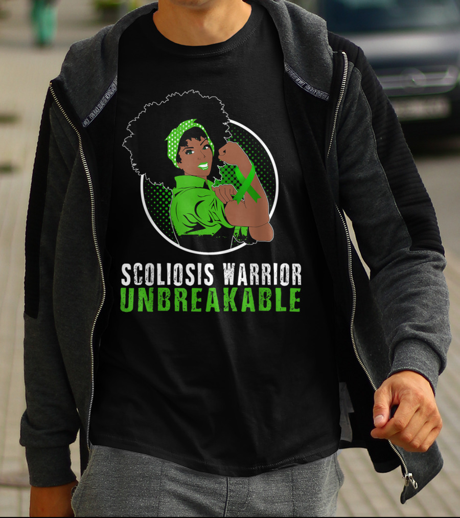 Black Girl Scoliosis Warrior Unbreakable Strength T-Shirt