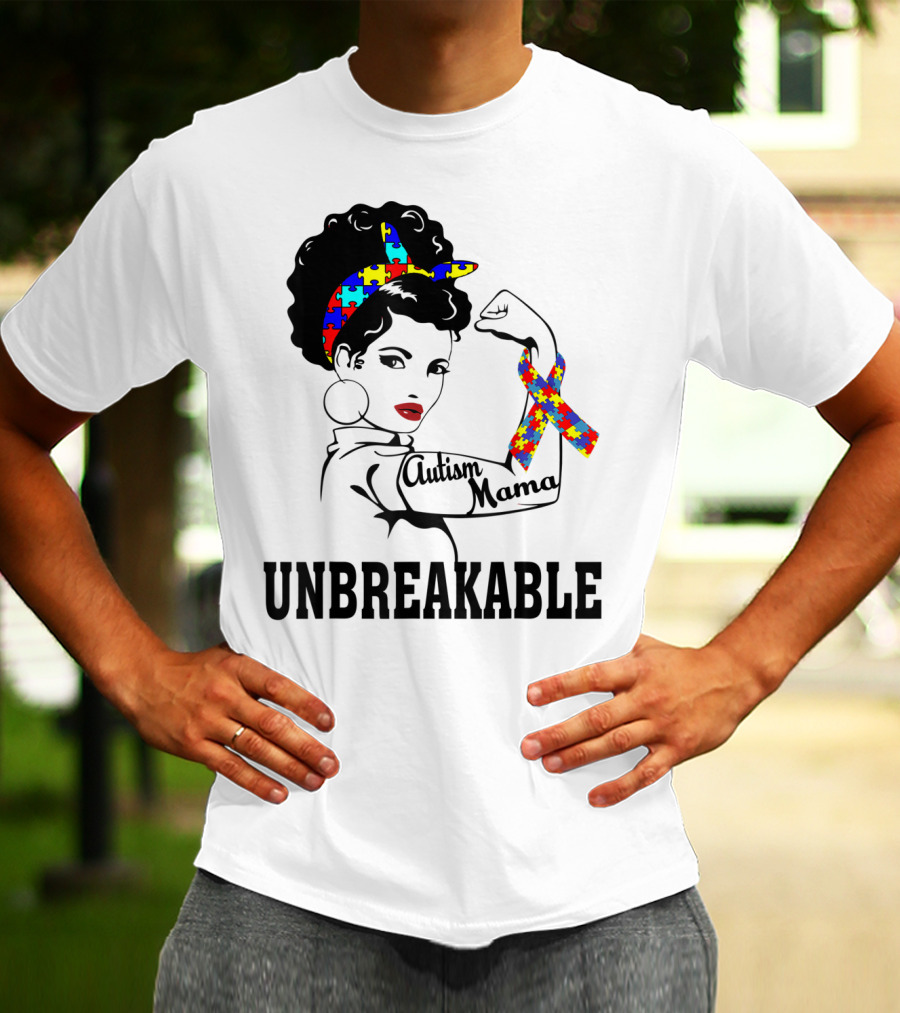 Autism Mama Unbreakable Puzzle Ribbon Sister Daughter T-Shirt